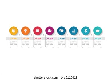 Vector horizontal infographic diagram, template for business, presentations, web design, 8 options.