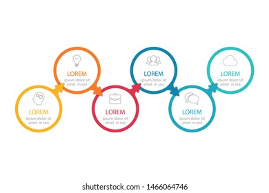 Vector horizontal infographic diagram, template for business, presentations, web design, 6 options.