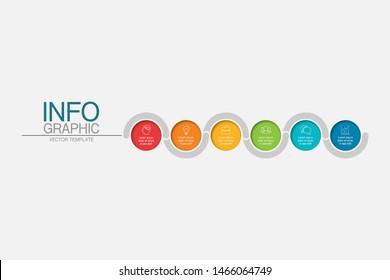 Vector horizontal infographic diagram, template for business, presentations, web design, 6 options.