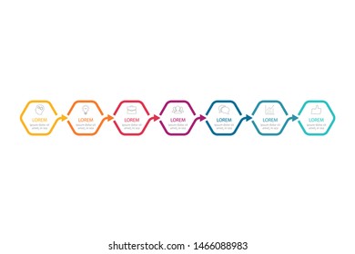 Vector horizontal infographic diagram, template for business, presentations, web design, 7 options.