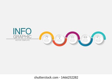 Vector horizontal infographic diagram, template for business, presentations, web design, 5 options.