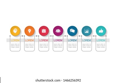 Vector horizontal infographic diagram, template for business, presentations, web design, 7 options.