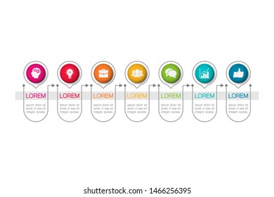 Vector horizontal infographic diagram, template for business, presentations, web design, 7 options.