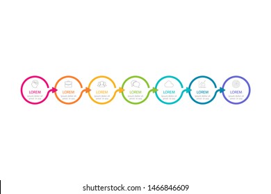 Vector horizontal infographic diagram, template for business, presentations, web design, 7 options.