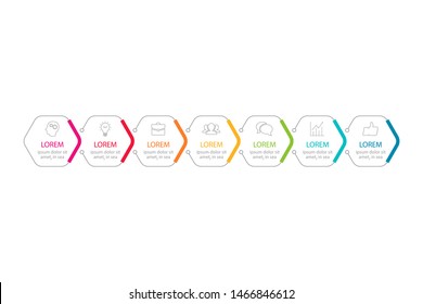 Vector horizontal infographic diagram, template for business, presentations, web design, 7 options.
