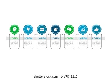 Vector horizontal infographic diagram, template for business, presentations, web design, 7 options.