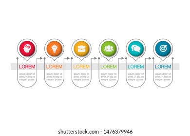 Vector horizontal infographic diagram, template for business, presentations, web design, 6 options.