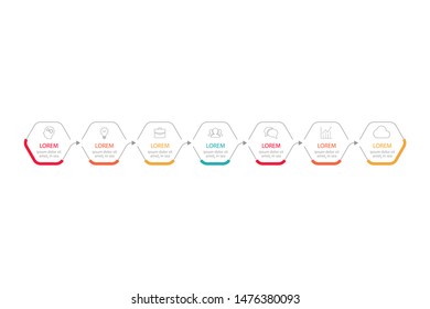 Vector horizontal infographic diagram, template for business, presentations, web design, 7 options.