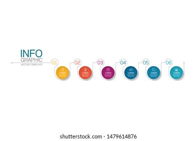 Vector horizontal infographic diagram, template for business, presentations, web design, 6 options.
