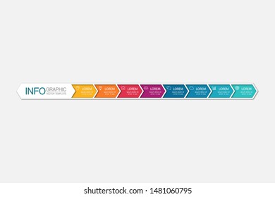 Vector horizontal infographic diagram, template for business, presentations, web design, 8  options.