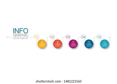 Vector horizontal infographic diagram, template for business, presentations, web design,5  options.