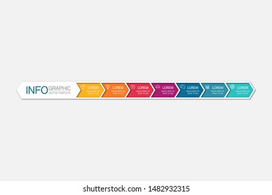 Vector horizontal infographic diagram, template for business, presentations, web design, 7 options.