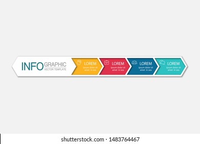 Vector horizontal infographic diagram, template for business, presentations, web design, 4 options.