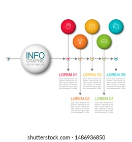Vector horizontal infographic diagram, template for business, presentations, web design, 5 options.