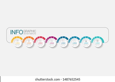 Vector horizontal infographic diagram, template for business, presentations, web design, 8 options.