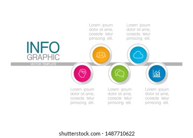 Vector horizontal infographic diagram, template for business, presentations, web design, 5 options.