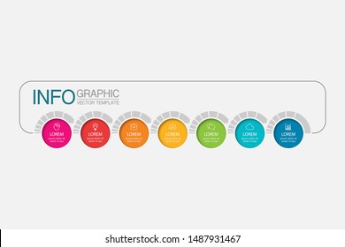 Vector horizontal infographic diagram, template for business, presentations, web design, 7 options.