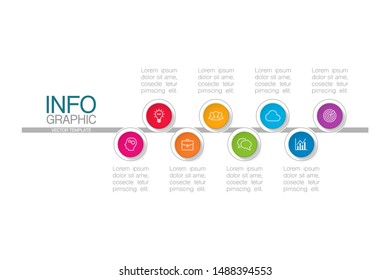 Vector horizontal infographic diagram, template for business, presentations, web design, 8 options.