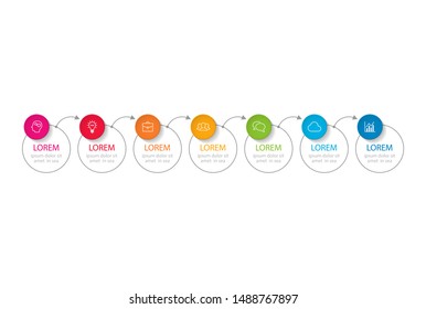 Vector horizontal infographic diagram, template for business, presentations, web design, 7 options.
