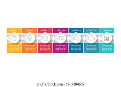 Vector horizontal infographic diagram, template for business, presentations, web design, 7 options.