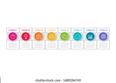 Vector horizontal infographic diagram, template for business, presentations, web design, 8 options.