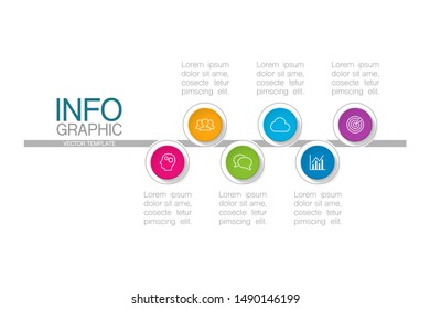 Vector horizontal infographic diagram, template for business, presentations, web design, 6 options.