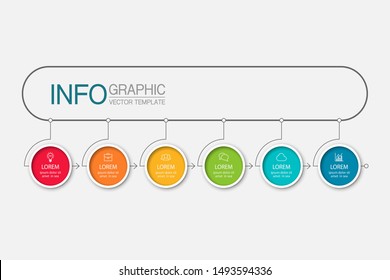 Vector horizontal infographic diagram, template for business, presentations, web design, 6 options.