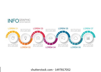 Vector horizontal infographic diagram, template for business, presentations, web design, 7 options.