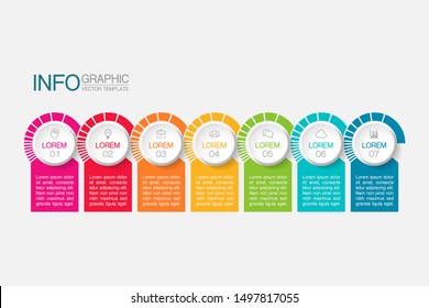Vector horizontal infographic diagram, template for business, presentations, web design, 7 options.