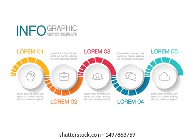 Vector horizontal infographic diagram, template for business, presentations, web design, 5 options.