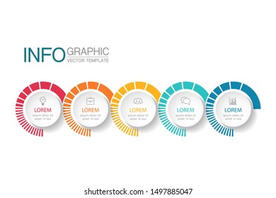 Vector horizontal infographic diagram, template for business, presentations, web design, 5 options.