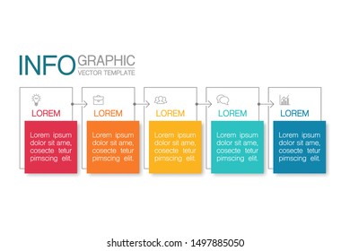 Vector horizontal infographic diagram, template for business, presentations, web design, 5 options.