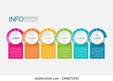 Vector horizontal infographic diagram, template for business, presentations, web design, 6 options.