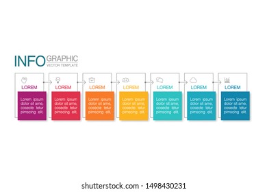 Vector horizontal infographic diagram, template for business, presentations, web design, 7 options.