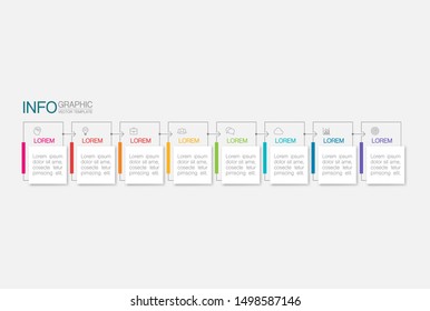Vector horizontal infographic diagram, template for business, presentations, web design, 8 options.