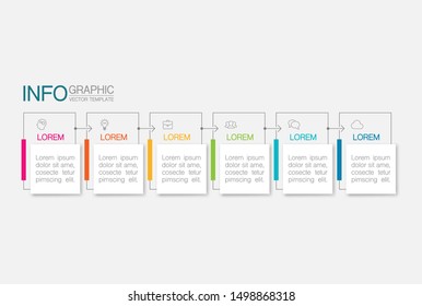 Vector horizontal infographic diagram, template for business, presentations, web design, 6 options.