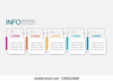 Vector horizontal infographic diagram, template for business, presentations, web design, 5 options.