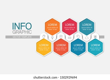Vector horizontal infographic diagram, template for business, presentations, web design, 7 options.