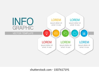 Vector horizontal infographic diagram, template for business, presentations, web design, 5 options.