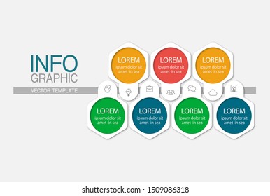Vector horizontal infographic diagram, template for business, presentations, web design,  7 options.