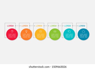 Vector horizontal infographic diagram, template for business, presentations, web design, 6 options.