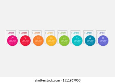Vector horizontal infographic diagram, template for business, presentations, web design, 8 options.