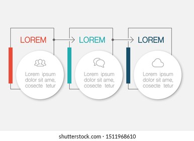 Vector horizontal infographic diagram, template for business, presentations, web design, 3 options.