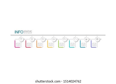 Vector horizontal infographic diagram, template for business, presentations, web design, 8 options.