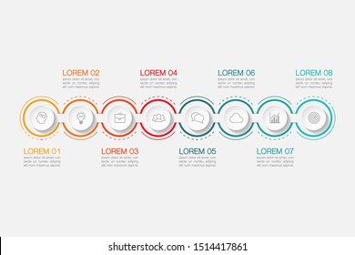Vector horizontal infographic diagram, template for business, presentations, web design, 8 options.