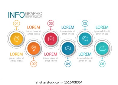 Vector horizontal infographic diagram, template for business, presentations, web design, 6 options.