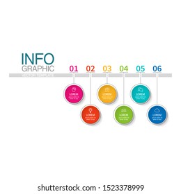 Vector horizontal infographic diagram, template for business, presentations, web design, 6 options.