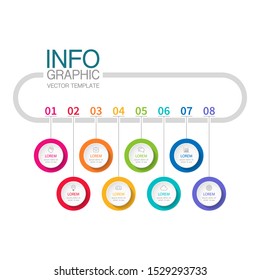 Vector horizontal infographic diagram, template for business, presentations, web design, 8 options.