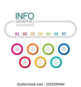 Vector horizontal infographic diagram, template for business, presentations, web design, 7 options.