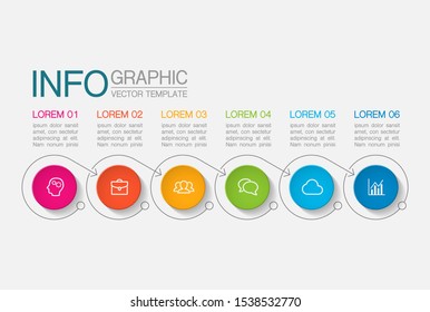 Vector horizontal infographic diagram, template for business, presentations, web design, 6 options.